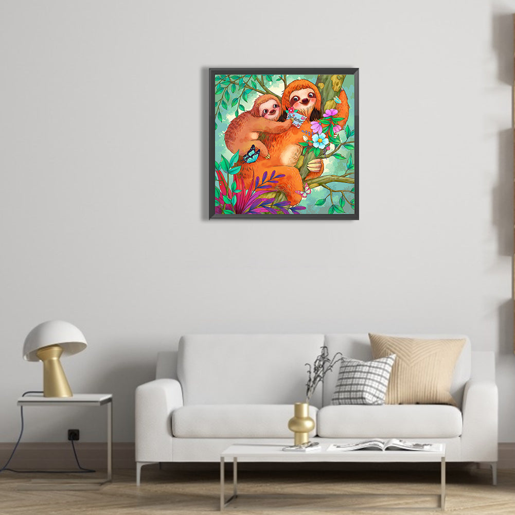 Sloth Mother And Child - Full Round Drill Diamond Painting 30*30CM