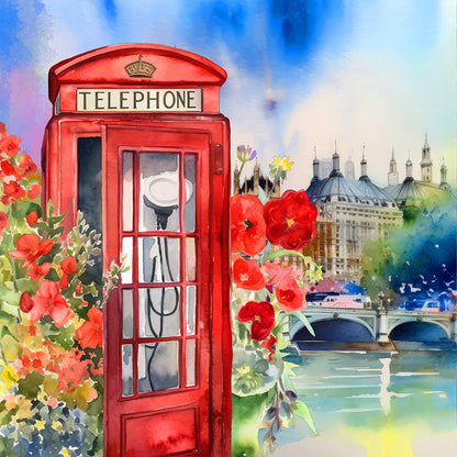 Telephone Booth - Full Round Drill Diamond Painting 30*30CM