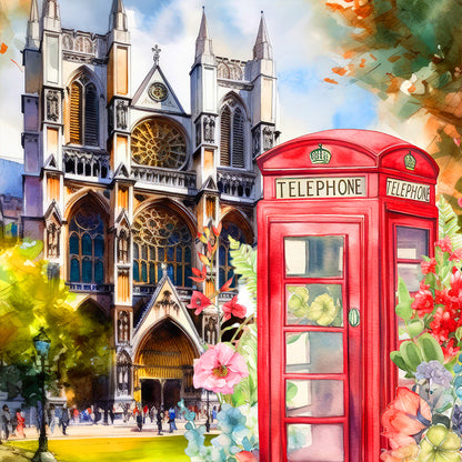 Telephone Booth - Full Round Drill Diamond Painting 30*30CM