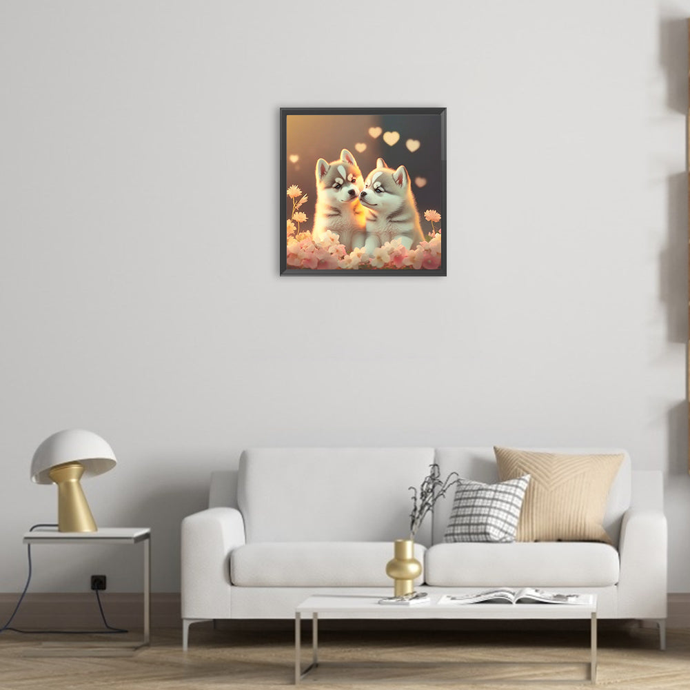 Love Puppies - Full Round Drill Diamond Painting 30*30CM