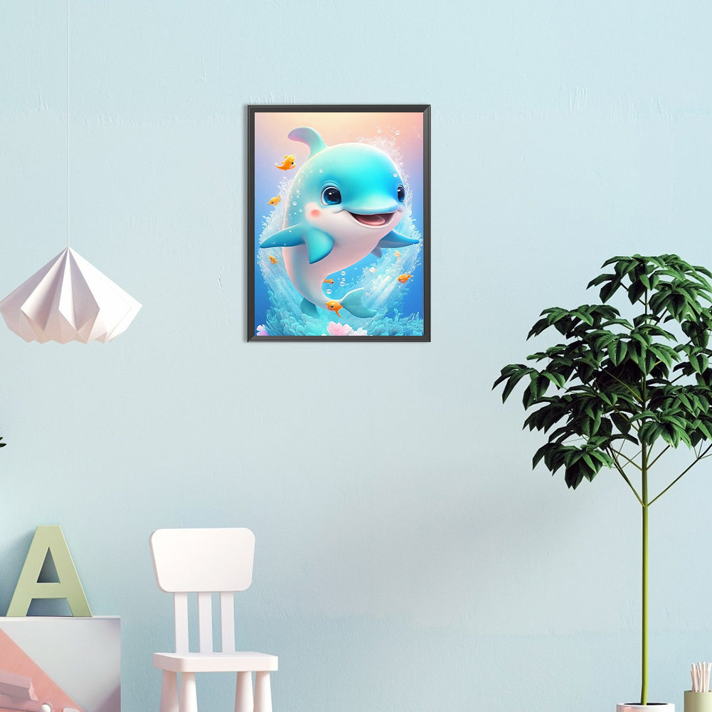 Naughty Dolphin - Full Round Drill Diamond Painting 30*40CM