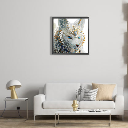 Half Face White Wolf - Special Shaped Drill Diamond Painting 30*30CM