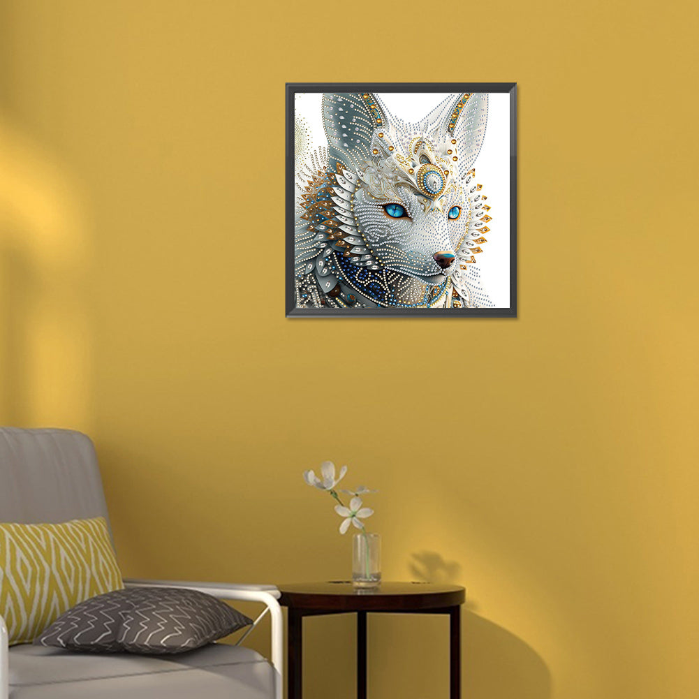 Half Face White Wolf - Special Shaped Drill Diamond Painting 30*30CM