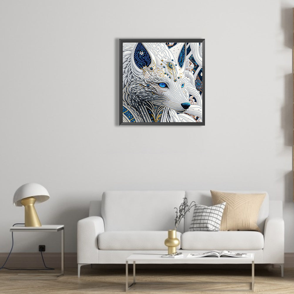 Side Face White Wolf - Special Shaped Drill Diamond Painting 30*30CM