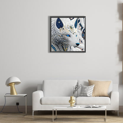 Side Face White Wolf - Special Shaped Drill Diamond Painting 30*30CM