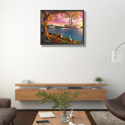 Docked Cruise Ship - Full Round Drill Diamond Painting 50*40CM