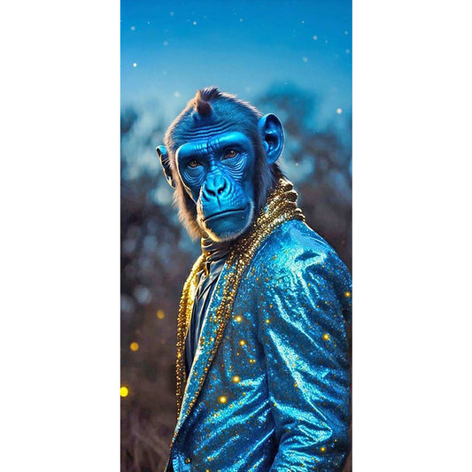 Monkey Under The Starry Night - Full Round Drill Diamond Painting 40*80CM