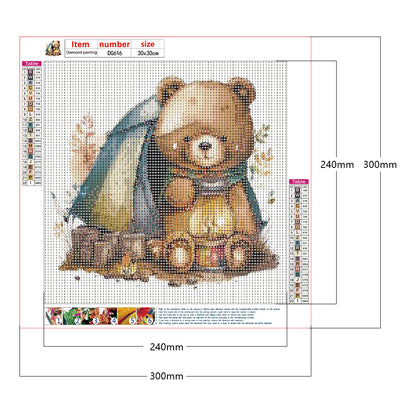 Bear Camping Lights - Full Round Drill Diamond Painting 30*30CM