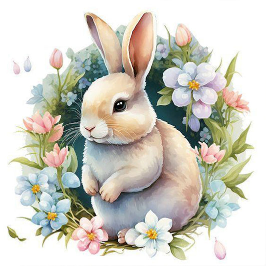 Bunny In The Flowers - Full Round Drill Diamond Painting 30*30CM