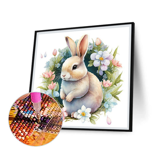 Bunny In The Flowers - Full Round Drill Diamond Painting 30*30CM