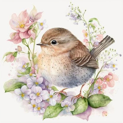 Flower Sparrow - Full Round Drill Diamond Painting 30*30CM