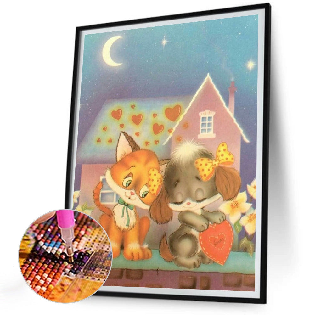 Cat Playing - Full Round Drill Diamond Painting 30*40CM