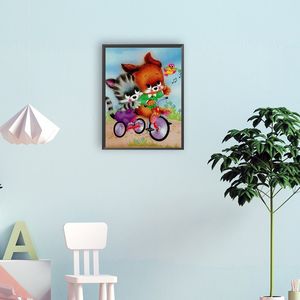 Cat Playing - Full Round Drill Diamond Painting 30*40CM