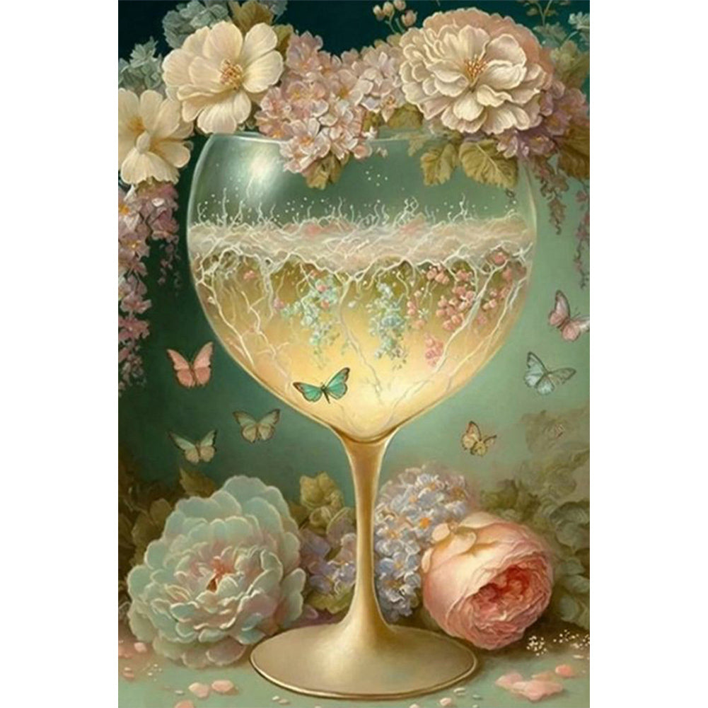 Flower Goblet - Full Square Drill Diamond Painting 20*30CM
