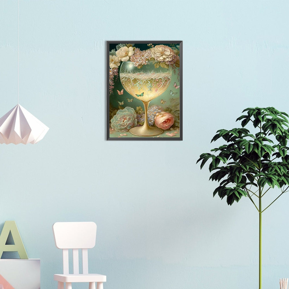 Flower Goblet - Full Square Drill Diamond Painting 20*30CM