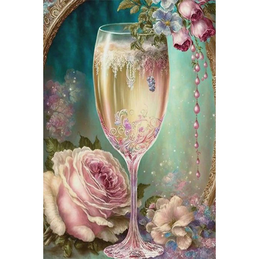 Flower Goblet - Full Square Drill Diamond Painting 20*30CM