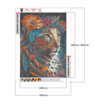 Garland With Leopard - Full Round Drill Diamond Painting 30*40CM