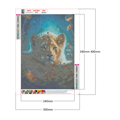 Flower And Lion - Full Round Drill Diamond Painting 30*40CM