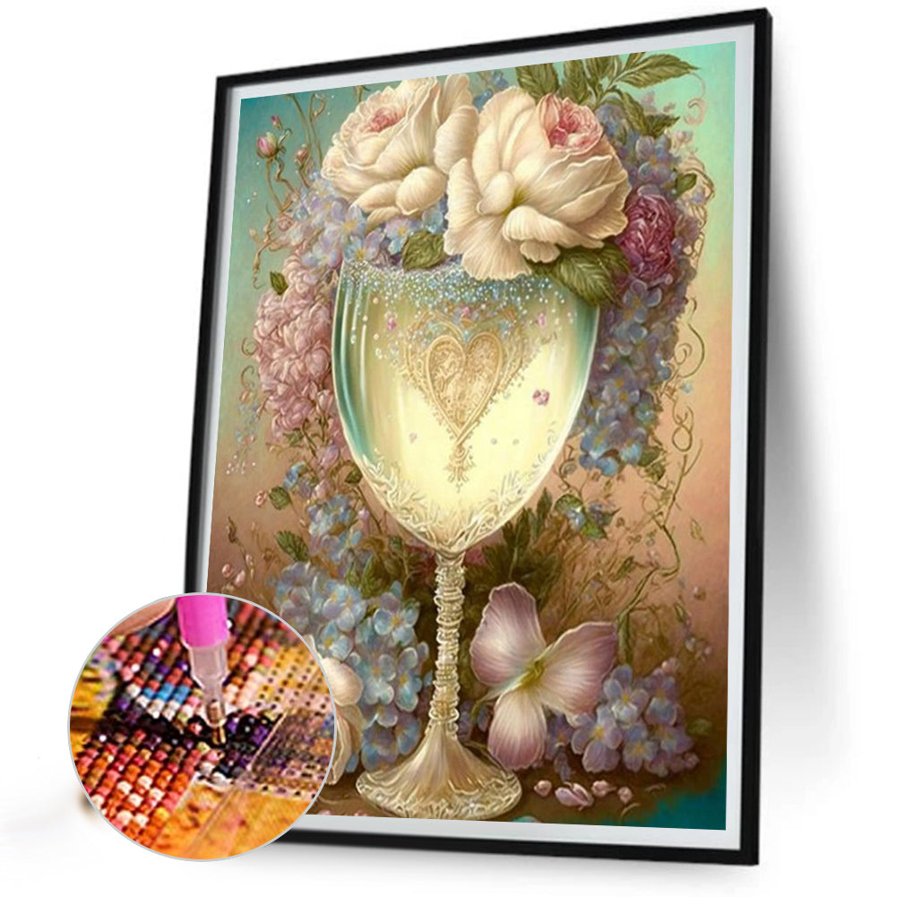 Flower Goblet - Full Square Drill Diamond Painting 30*40CM