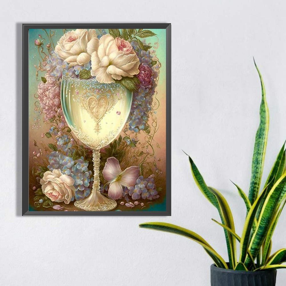 Flower Goblet - Full Square Drill Diamond Painting 30*40CM