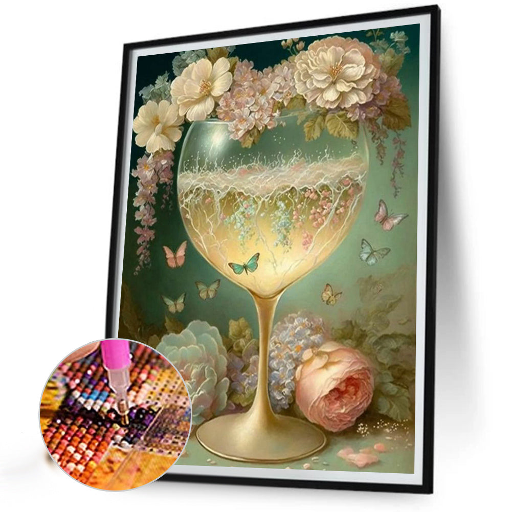 Flower Goblet - Full Square Drill Diamond Painting 30*40CM