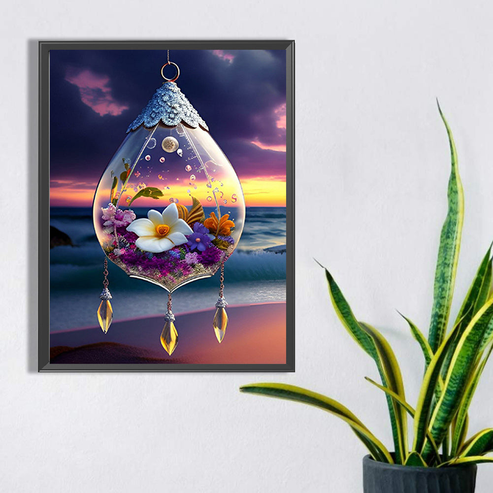 Flowers Wind Chimes - Full Square Drill Diamond Painting 30*40CM
