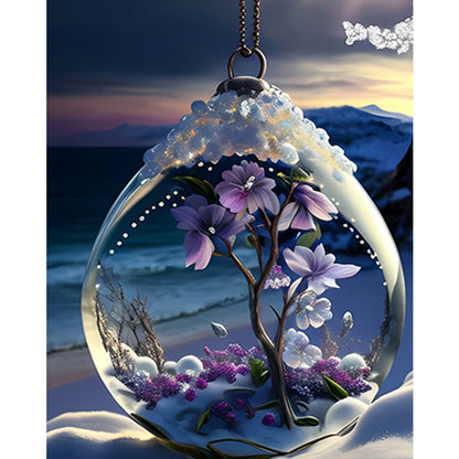 Flower Pendant - Full Square Drill Diamond Painting 40*50CM