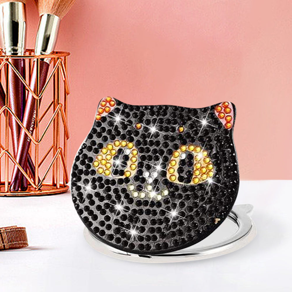 DIY Diamond Art Mosaic Makeup Mirror Paint by Number Kits Cat for Adult and Kids