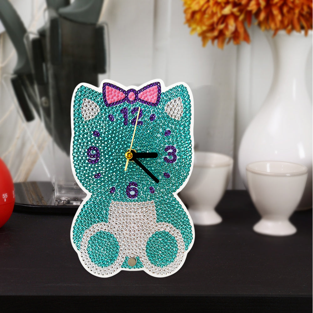 DIY Crystal Diamond Clock Art Craft Set 5D Diamond Art Mosaic Clock Cartoon Gift