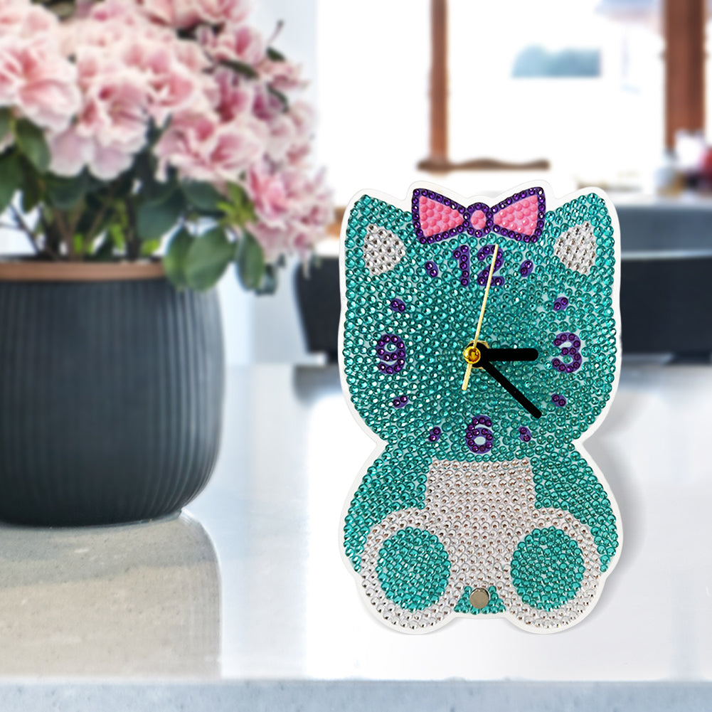 DIY Crystal Diamond Clock Art Craft Set 5D Diamond Art Mosaic Clock Cartoon Gift