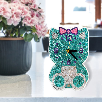 DIY Crystal Diamond Clock Art Craft Set 5D Diamond Art Mosaic Clock Cartoon Gift