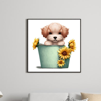 Bucket Puppy - Full Round Drill Diamond Painting 30*30CM