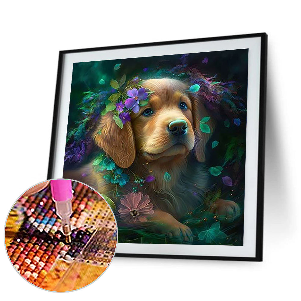 Dog - Full Round Drill Diamond Painting 30*30CM
