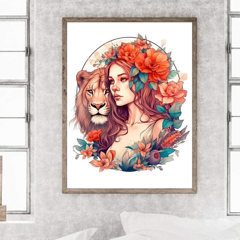 Beauty And The Lion - Full Square Drill Diamond Painting 30*40CM