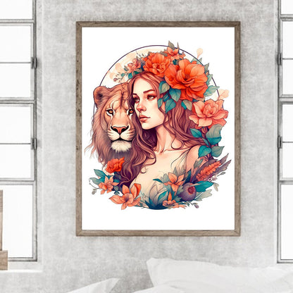 Beauty And The Lion - Full Square Drill Diamond Painting 30*40CM