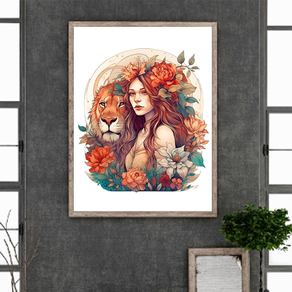 Beauty And The Lion - Full Square Drill Diamond Painting 30*40CM