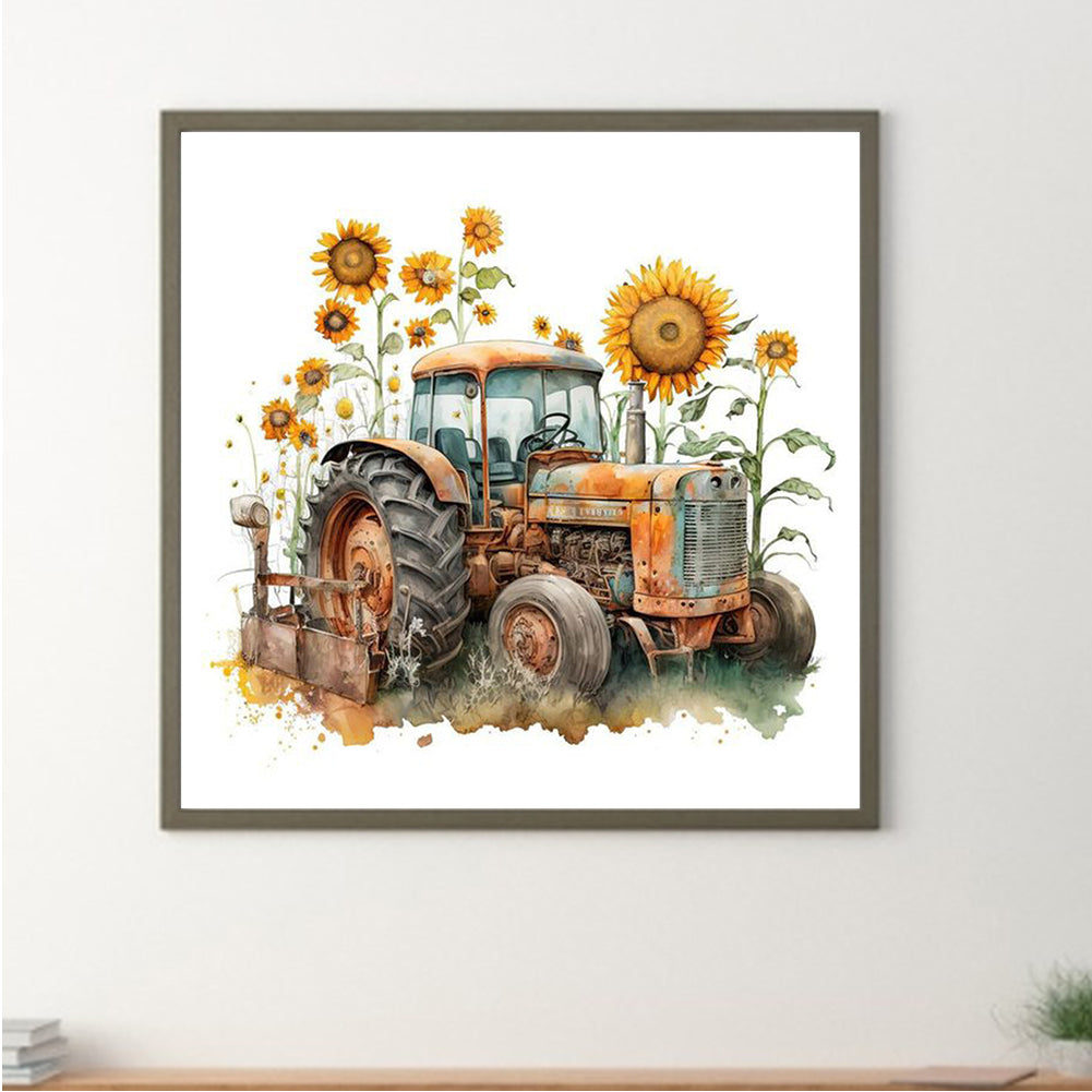 Sunflower Tractor - Full Square Drill Diamond Painting 40*40CM