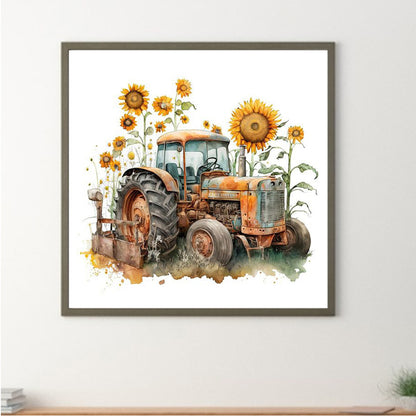 Sunflower Tractor - Full Square Drill Diamond Painting 40*40CM