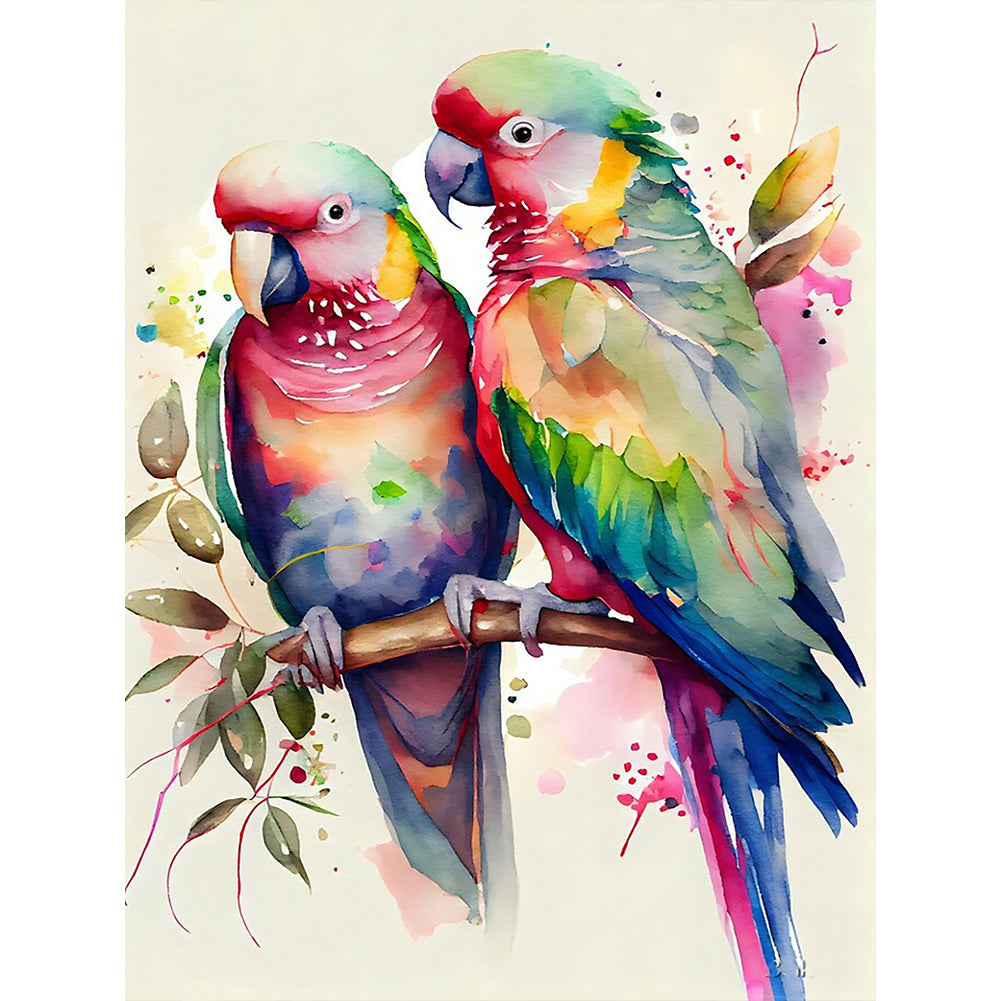 Watercolor Parrot - Full Round Drill Diamond Painting 30*40CM