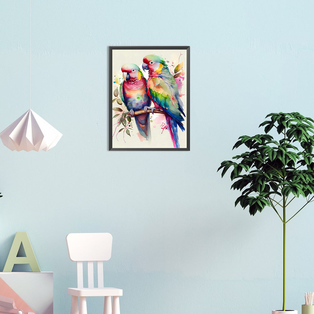 Watercolor Parrot - Full Round Drill Diamond Painting 30*40CM