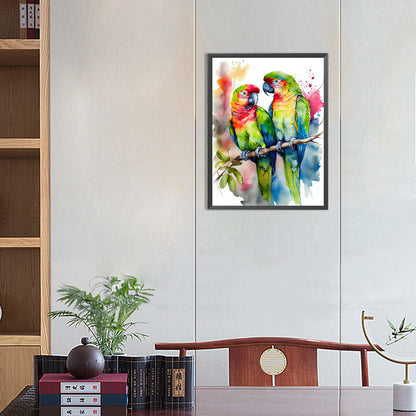 Watercolor Parrot - Full Round Drill Diamond Painting 30*40CM
