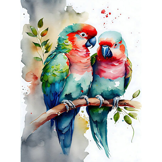Watercolor Parrot - Full Round Drill Diamond Painting 30*40CM