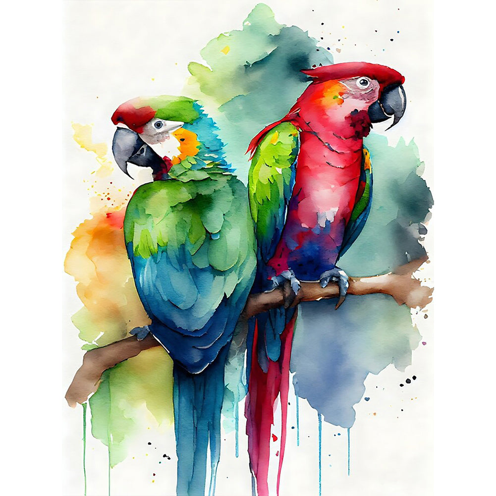 Watercolor Parrot - Full Round Drill Diamond Painting 30*40CM