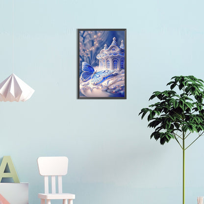 Blue Butterfly House - Full Square Drill Diamond Painting 40*50CM