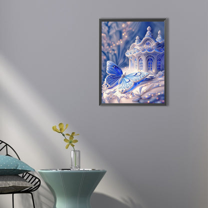 Blue Butterfly House - Full Square Drill Diamond Painting 40*50CM