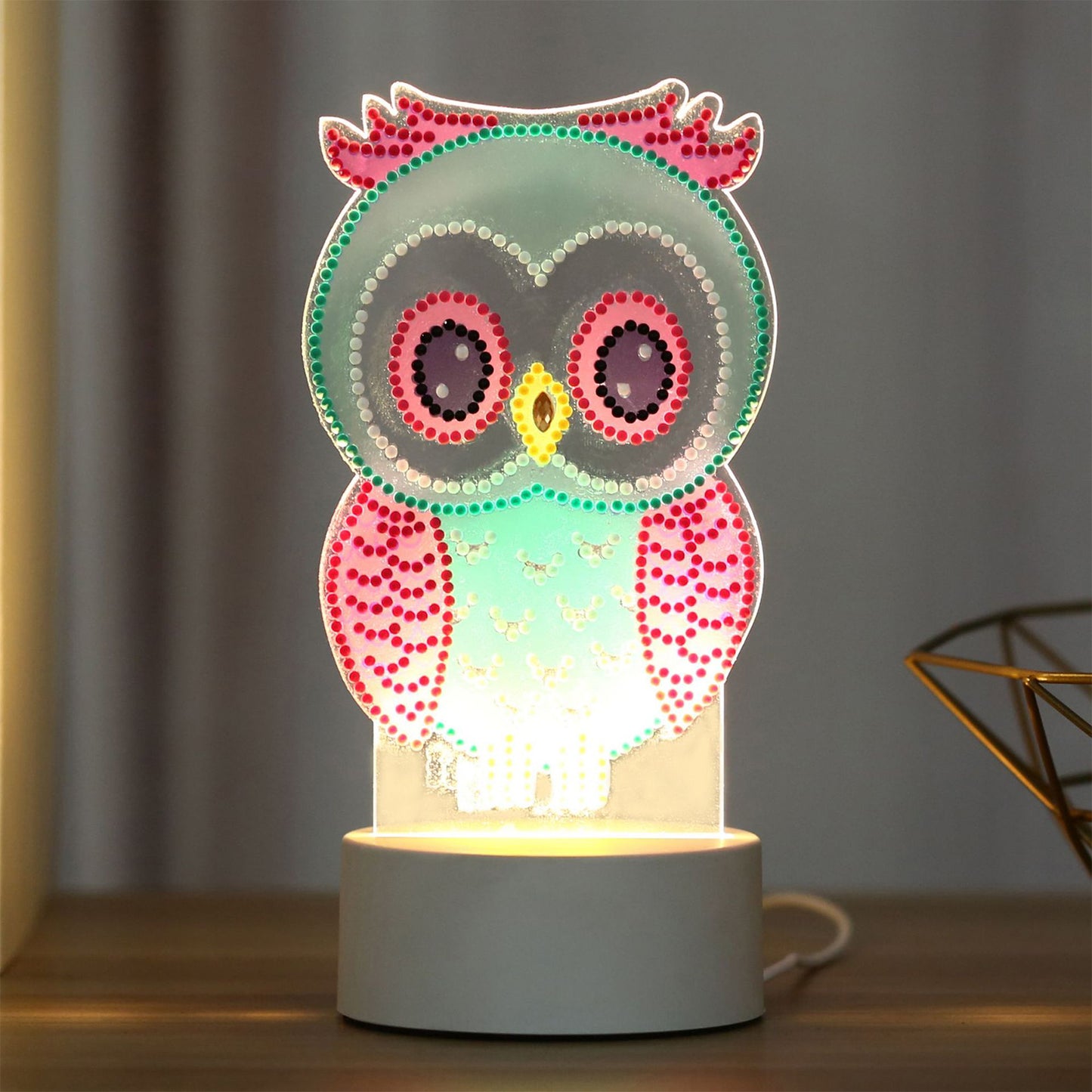 DIY Diamond Painting LED Night Light Cross Stitch Pink Christmas Gift Home Decor