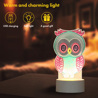 DIY Diamond Painting LED Night Light Cross Stitch Pink Christmas Gift Home Decor
