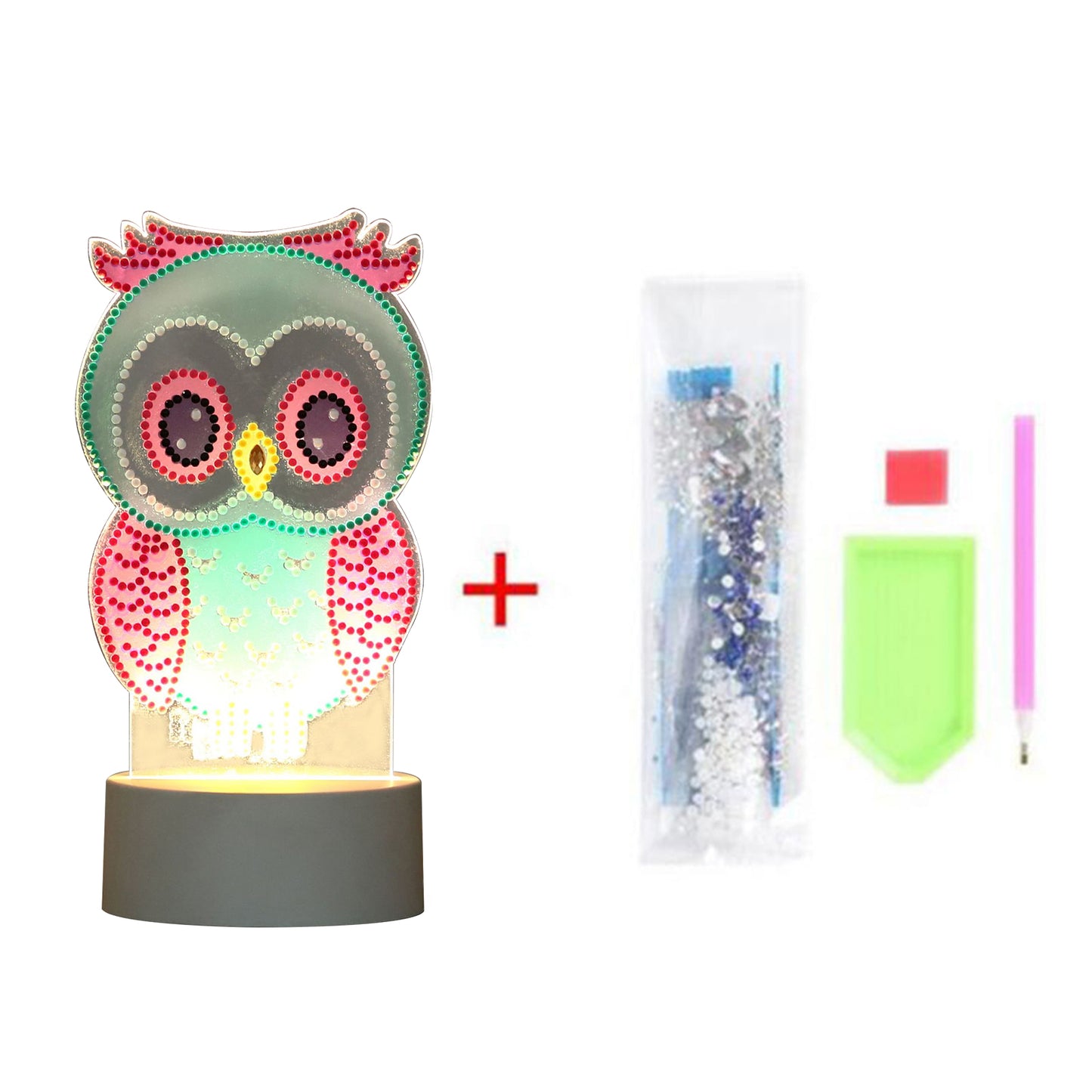 DIY Diamond Painting LED Night Light Cross Stitch Pink Christmas Gift Home Decor
