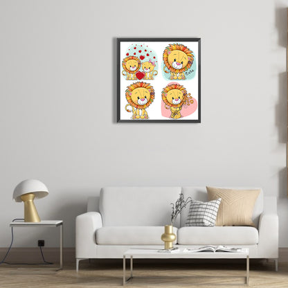 Cartoon Little Lion - Full Round Drill Diamond Painting 30*30CM