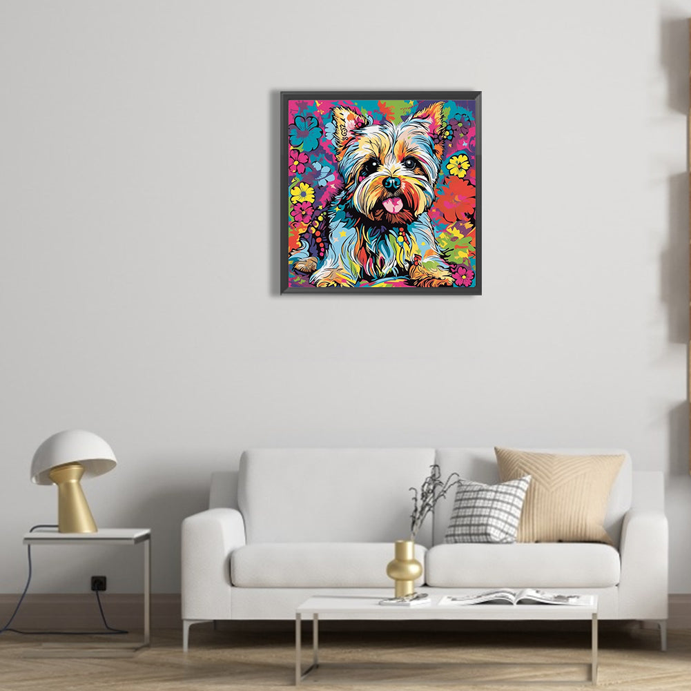 Happy Dog - Full Round Drill Diamond Painting 30*30CM
